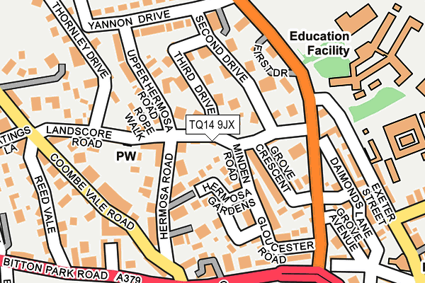 TQ14 9JX map - OS OpenMap – Local (Ordnance Survey) TQ14 9JX map - OS OpenMap – Local (Ordnance Survey)