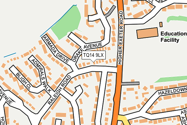 TQ14 9LX map - OS OpenMap – Local (Ordnance Survey) TQ14 9LX map - OS OpenMap – Local (Ordnance Survey)