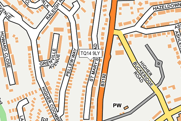TQ14 9LY map - OS OpenMap – Local (Ordnance Survey) TQ14 9LY map - OS OpenMap – Local (Ordnance Survey)