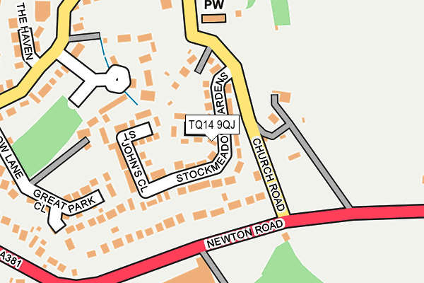 TQ14 9QJ map - OS OpenMap – Local (Ordnance Survey) TQ14 9QJ map - OS OpenMap – Local (Ordnance Survey)