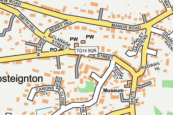 TQ14 9QR map - OS OpenMap – Local (Ordnance Survey) TQ14 9QR map - OS OpenMap – Local (Ordnance Survey)