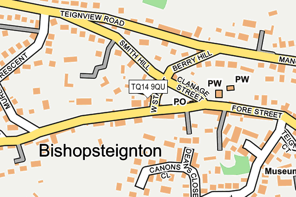 TQ14 9QU map - OS OpenMap – Local (Ordnance Survey)