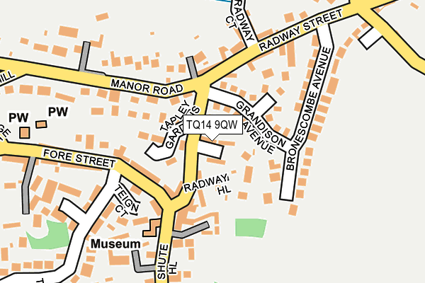 TQ14 9QW map - OS OpenMap – Local (Ordnance Survey) TQ14 9QW map - OS OpenMap – Local (Ordnance Survey)