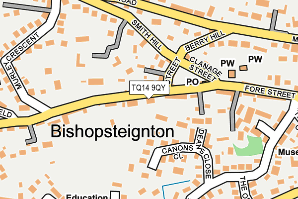 TQ14 9QY map - OS OpenMap – Local (Ordnance Survey) TQ14 9QY map - OS OpenMap – Local (Ordnance Survey)
