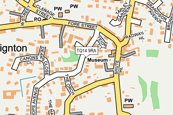 TQ14 9RA map - OS OpenMap – Local (Ordnance Survey) TQ14 9RA map - OS OpenMap – Local (Ordnance Survey)