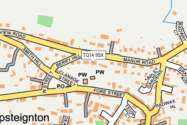 TQ14 9SX map - OS OpenMap – Local (Ordnance Survey) TQ14 9SX map - OS OpenMap – Local (Ordnance Survey)
