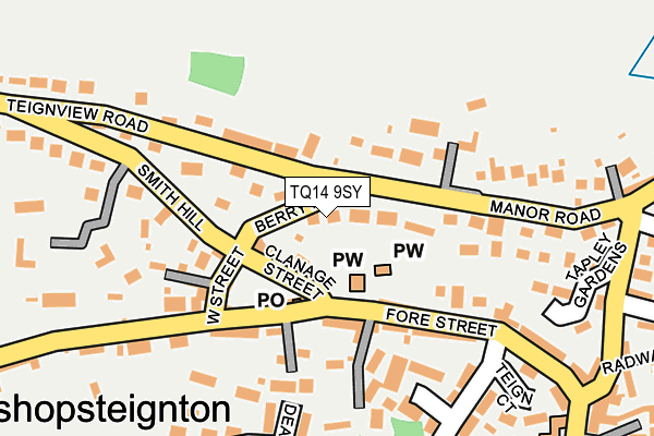 TQ14 9SY map - OS OpenMap – Local (Ordnance Survey) TQ14 9SY map - OS OpenMap – Local (Ordnance Survey)