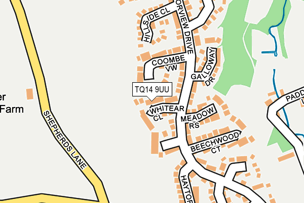 TQ14 9UU map - OS OpenMap – Local (Ordnance Survey) TQ14 9UU map - OS OpenMap – Local (Ordnance Survey)