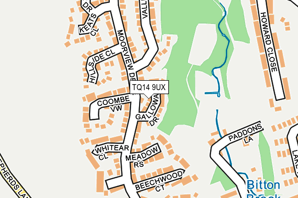 TQ14 9UX map - OS OpenMap – Local (Ordnance Survey) TQ14 9UX map - OS OpenMap – Local (Ordnance Survey)