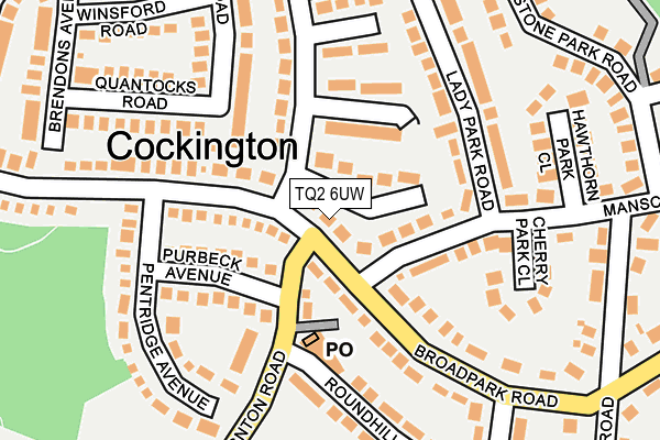 TQ2 6UW map - OS OpenMap – Local (Ordnance Survey)