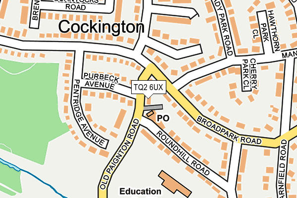 TQ2 6UX map - OS OpenMap – Local (Ordnance Survey)