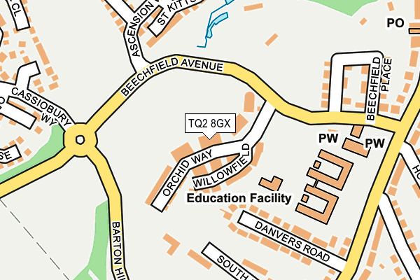 TQ2 8GX map - OS OpenMap – Local (Ordnance Survey) TQ2 8GX map - OS OpenMap – Local (Ordnance Survey)