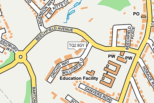 TQ2 8GY map - OS OpenMap – Local (Ordnance Survey)