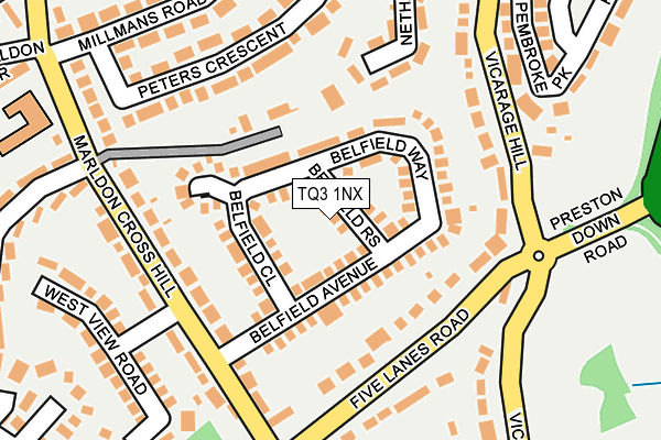 TQ3 1NX map - OS OpenMap – Local (Ordnance Survey) TQ3 1NX map - OS OpenMap – Local (Ordnance Survey)