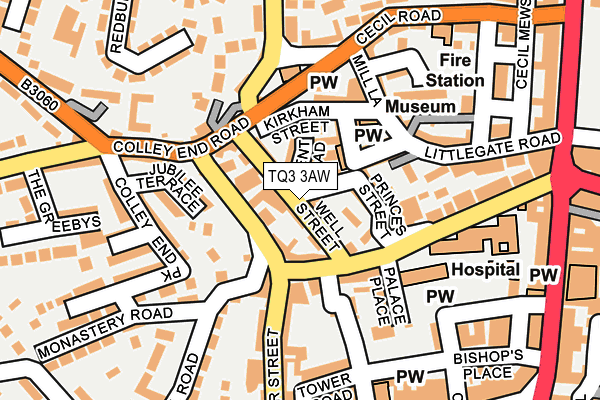 TQ3 3AW map - OS OpenMap – Local (Ordnance Survey) TQ3 3AW map - OS OpenMap – Local (Ordnance Survey)