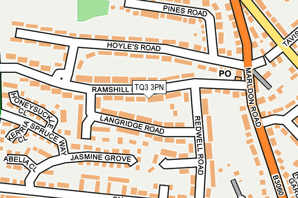 TQ3 3PN map - OS OpenMap – Local (Ordnance Survey) TQ3 3PN map - OS OpenMap – Local (Ordnance Survey)