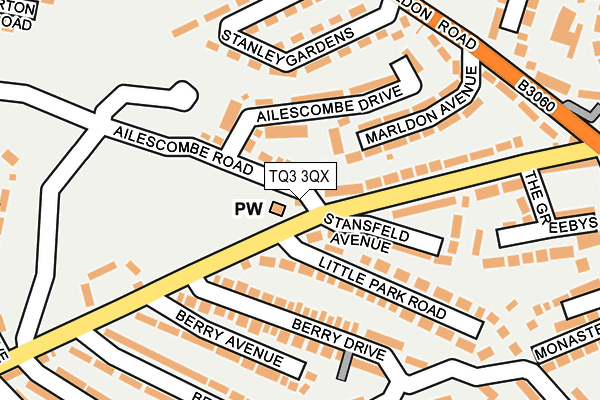 TQ3 3QX map - OS OpenMap – Local (Ordnance Survey) TQ3 3QX map - OS OpenMap – Local (Ordnance Survey)