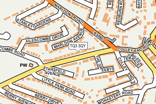 TQ3 3QY map - OS OpenMap – Local (Ordnance Survey) TQ3 3QY map - OS OpenMap – Local (Ordnance Survey)