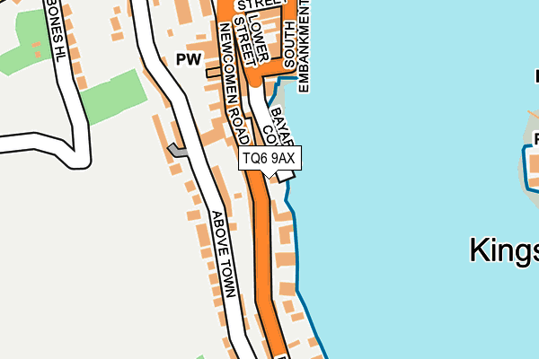 TQ6 9AX map - OS OpenMap – Local (Ordnance Survey)