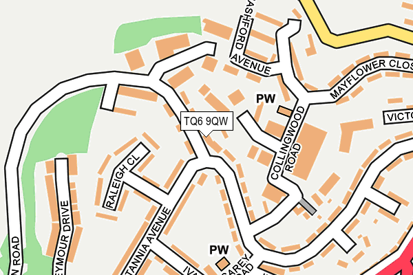 TQ6 9QW map - OS OpenMap – Local (Ordnance Survey)