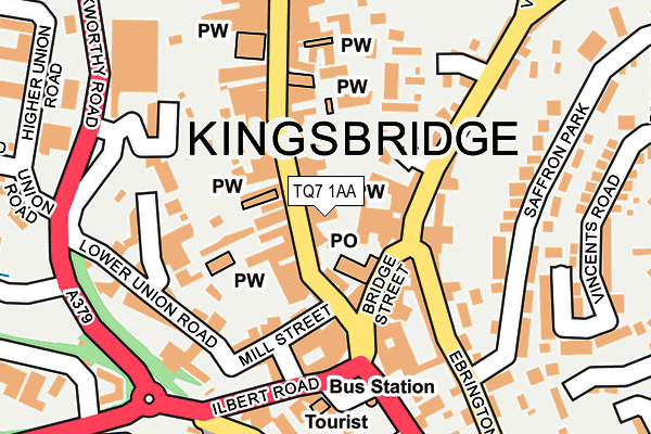 TQ7 1AA map - OS OpenMap – Local (Ordnance Survey)