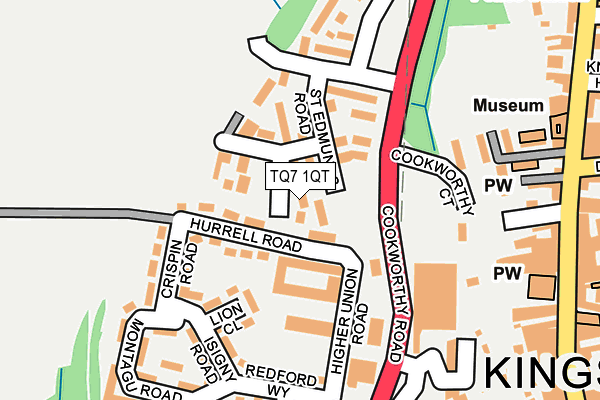 TQ7 1QT map - OS OpenMap – Local (Ordnance Survey)