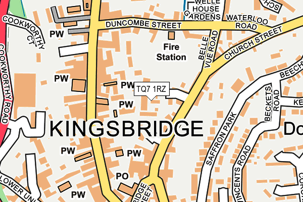 TQ7 1RZ map - OS OpenMap – Local (Ordnance Survey)