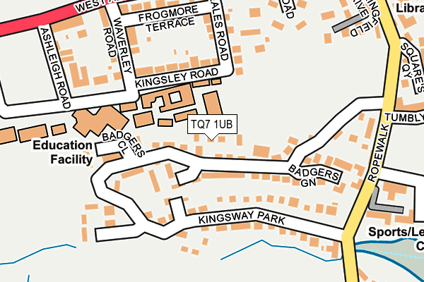 TQ7 1UB map - OS OpenMap – Local (Ordnance Survey) TQ7 1UB map - OS OpenMap – Local (Ordnance Survey)