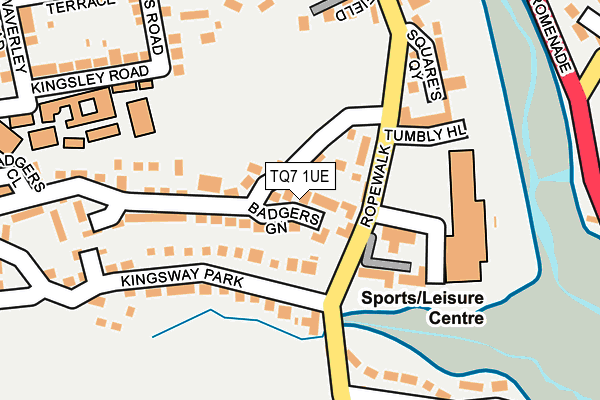TQ7 1UE map - OS OpenMap – Local (Ordnance Survey)