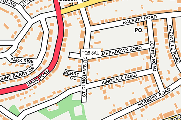 TQ8 8AU map - OS OpenMap – Local (Ordnance Survey) TQ8 8AU map - OS OpenMap – Local (Ordnance Survey)