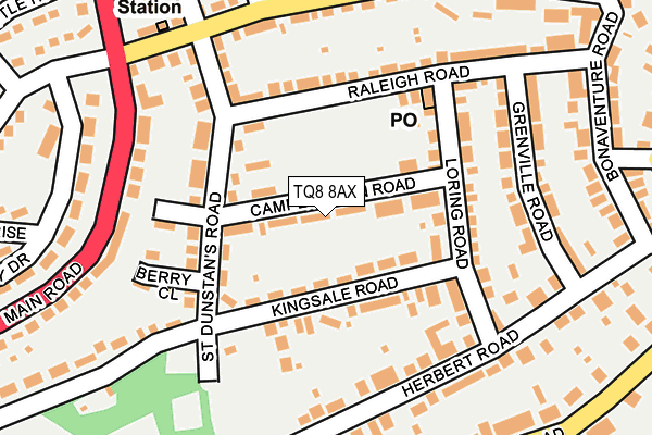 TQ8 8AX map - OS OpenMap – Local (Ordnance Survey) TQ8 8AX map - OS OpenMap – Local (Ordnance Survey)
