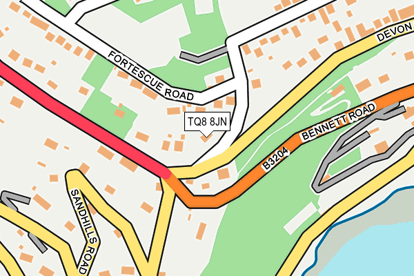 TQ8 8JN map - OS OpenMap – Local (Ordnance Survey) TQ8 8JN map - OS OpenMap – Local (Ordnance Survey)