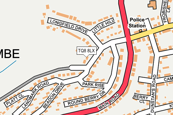 TQ8 8LX map - OS OpenMap – Local (Ordnance Survey) TQ8 8LX map - OS OpenMap – Local (Ordnance Survey)