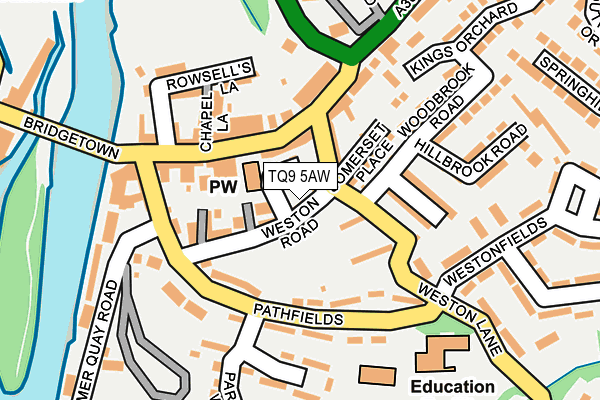 TQ9 5AW map - OS OpenMap – Local (Ordnance Survey) TQ9 5AW map - OS OpenMap – Local (Ordnance Survey)