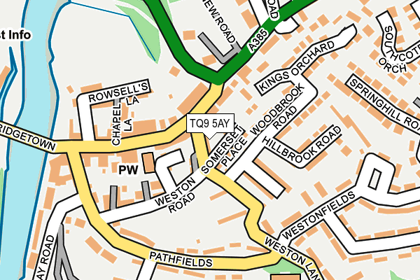 TQ9 5AY map - OS OpenMap – Local (Ordnance Survey) TQ9 5AY map - OS OpenMap – Local (Ordnance Survey)
