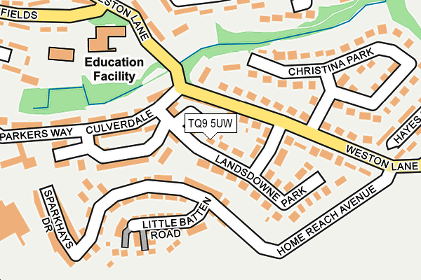 TQ9 5UW map - OS OpenMap – Local (Ordnance Survey) TQ9 5UW map - OS OpenMap – Local (Ordnance Survey)
