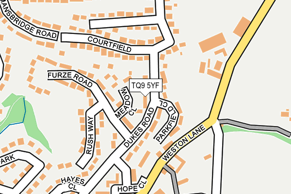 TQ9 5YF map - OS OpenMap – Local (Ordnance Survey) TQ9 5YF map - OS OpenMap – Local (Ordnance Survey)