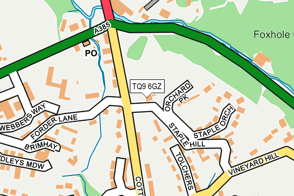TQ9 6GZ map - OS OpenMap – Local (Ordnance Survey) TQ9 6GZ map - OS OpenMap – Local (Ordnance Survey)