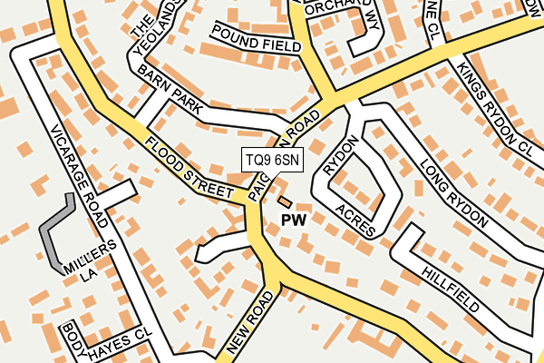 TQ9 6SN map - OS OpenMap – Local (Ordnance Survey) TQ9 6SN map - OS OpenMap – Local (Ordnance Survey)