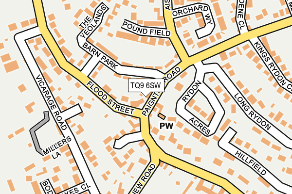 TQ9 6SW map - OS OpenMap – Local (Ordnance Survey) TQ9 6SW map - OS OpenMap – Local (Ordnance Survey)