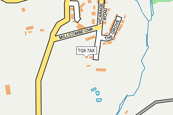 TQ9 7AX map - OS OpenMap – Local (Ordnance Survey) TQ9 7AX map - OS OpenMap – Local (Ordnance Survey)