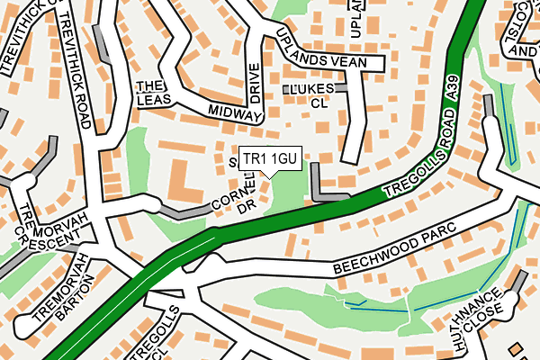 TR1 1GU map - OS OpenMap – Local (Ordnance Survey) TR1 1GU map - OS OpenMap – Local (Ordnance Survey)
