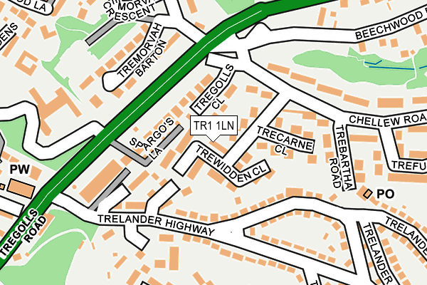 TR1 1LN map - OS OpenMap – Local (Ordnance Survey) TR1 1LN map - OS OpenMap – Local (Ordnance Survey)