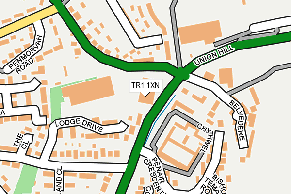 TR1 1XN map - OS OpenMap – Local (Ordnance Survey) TR1 1XN map - OS OpenMap – Local (Ordnance Survey)