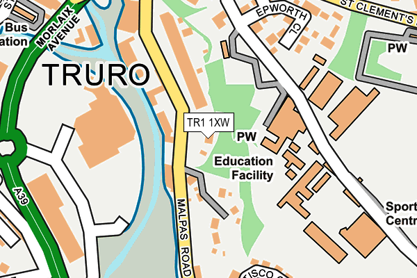 TR1 1XW map - OS OpenMap – Local (Ordnance Survey) TR1 1XW map - OS OpenMap – Local (Ordnance Survey)