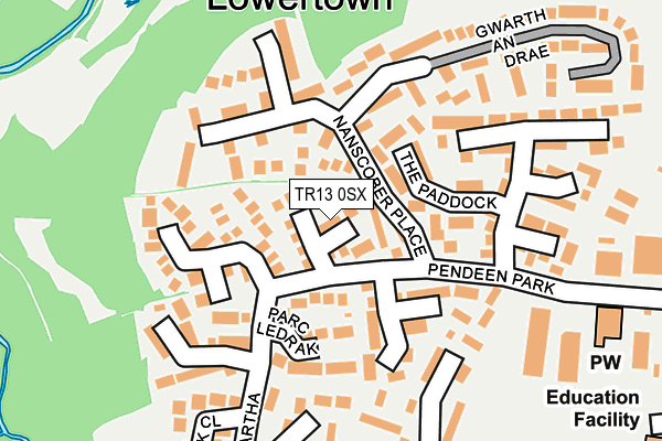 TR13 0SX map - OS OpenMap – Local (Ordnance Survey) TR13 0SX map - OS OpenMap – Local (Ordnance Survey)