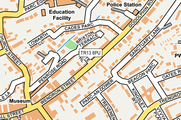 TR13 8PU map - OS OpenMap – Local (Ordnance Survey) TR13 8PU map - OS OpenMap – Local (Ordnance Survey)