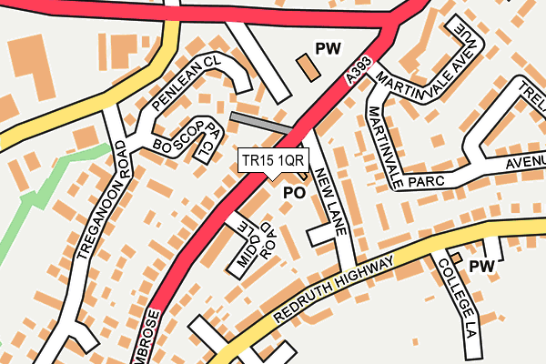 TR15 1QR map - OS OpenMap – Local (Ordnance Survey) TR15 1QR map - OS OpenMap – Local (Ordnance Survey)