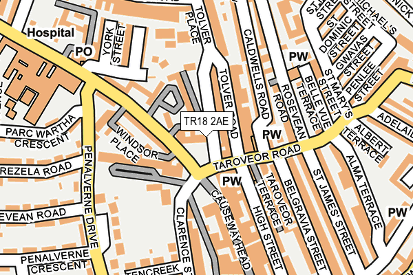 TR18 2AE map - OS OpenMap – Local (Ordnance Survey) TR18 2AE map - OS OpenMap – Local (Ordnance Survey)