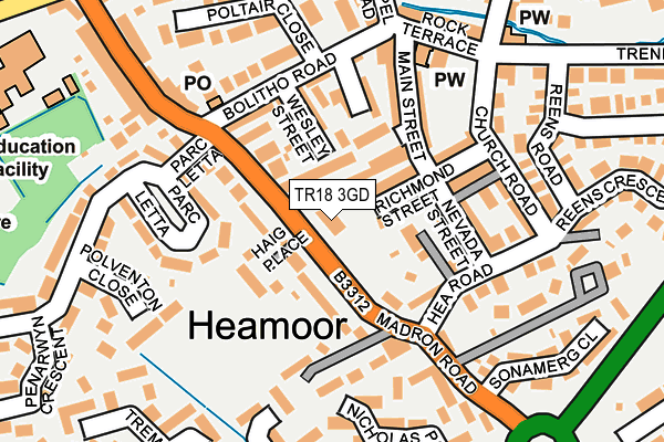 TR18 3GD map - OS OpenMap – Local (Ordnance Survey) TR18 3GD map - OS OpenMap – Local (Ordnance Survey)